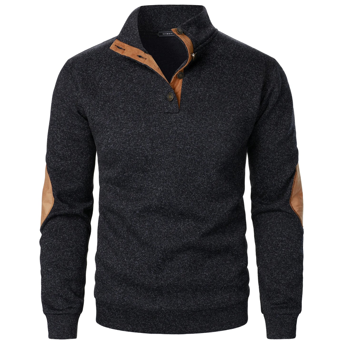 Autumn and winter men's stand collar long sleeve casual knitted