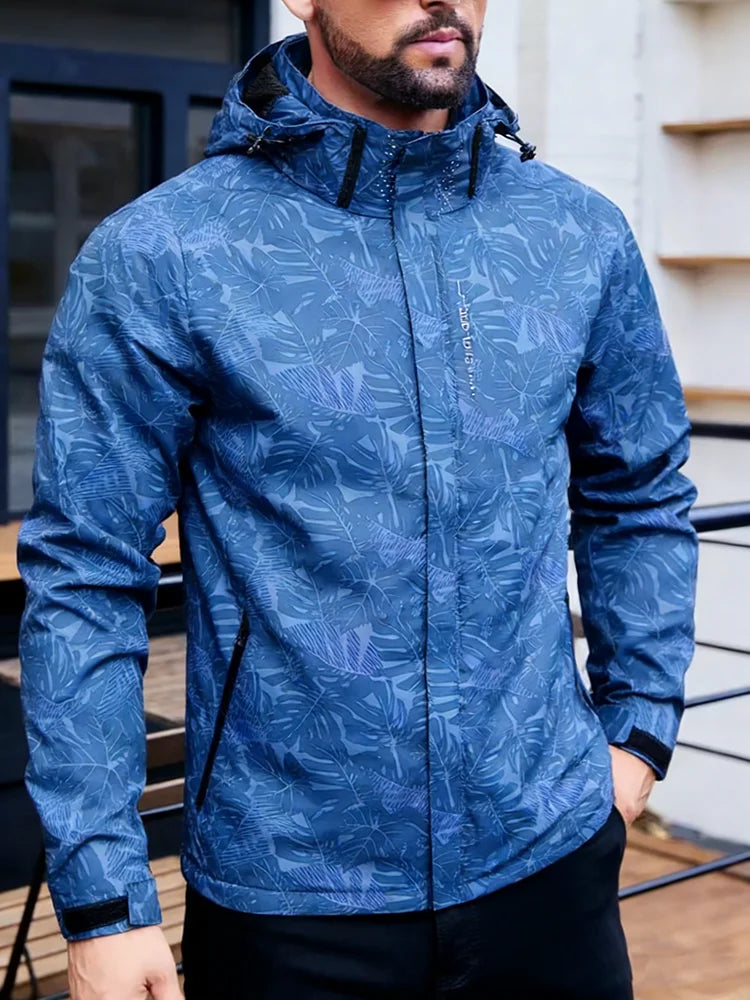 2025 Men's Casual Waterproof Windbreaker Jacket Full Zip Up Hooded