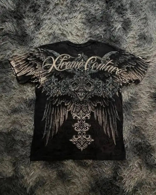 Hot selling new men's summer skull angel wing print comfortable and