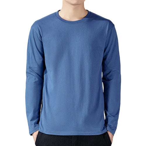 T Shirt For Men Cotton Long Sleeve T-shirts Solid Color Men's Clothing