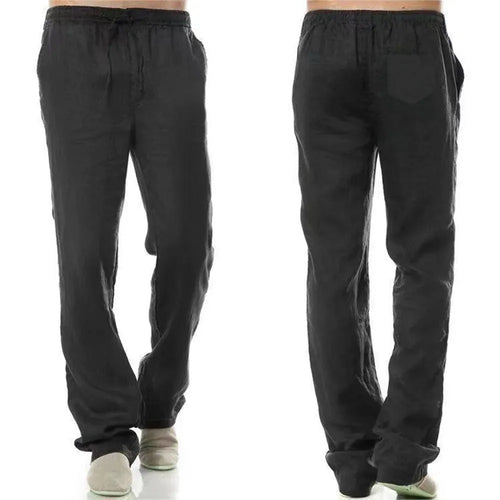 Men's Cotton Linen Pants Male Autumn New Breathable Solid Color Linen
