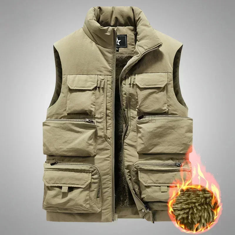 Men's New Keep Warm Fleece Work Sleeveless Jacket Slim Fit Windbreaker