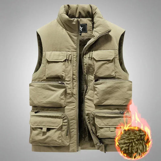 Men's New Keep Warm Fleece Work Sleeveless Jacket Slim Fit Windbreaker