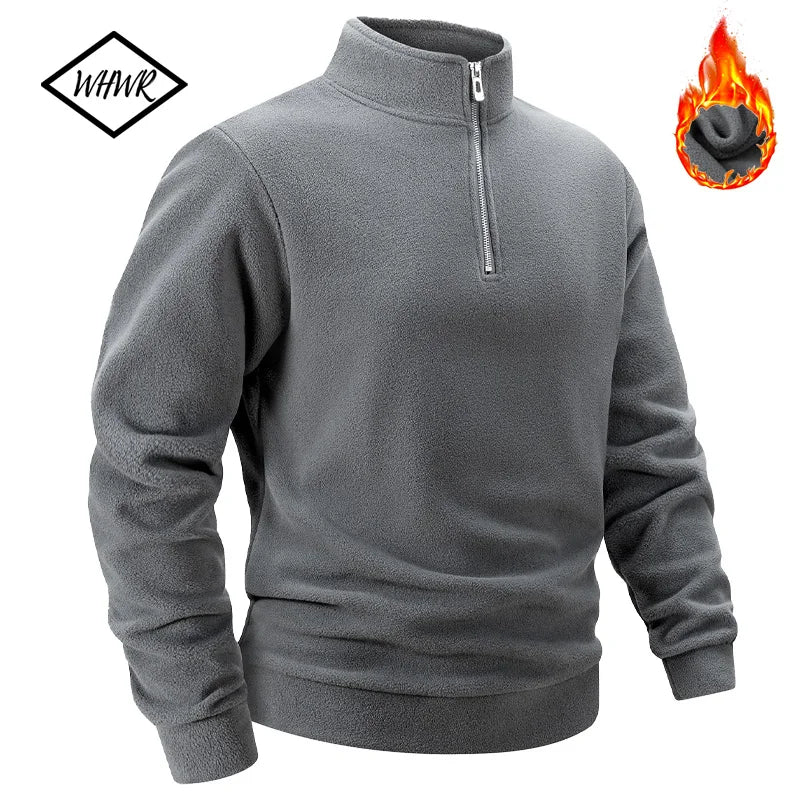 2025 Men Casual Fleece Sweatshirts Tops Men Sport Classic Stand Collar