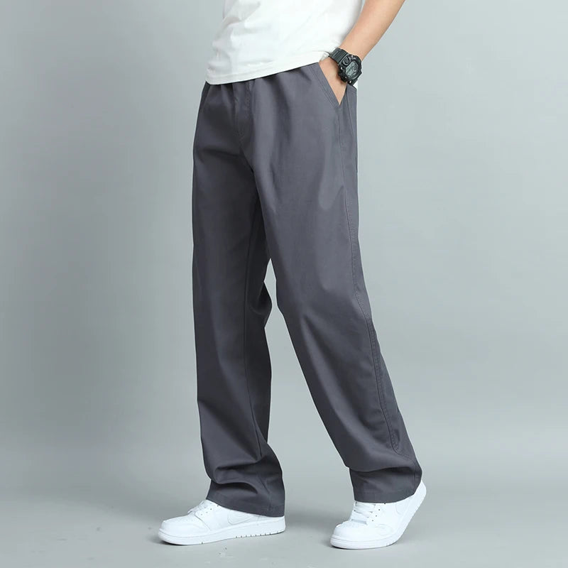 Big Size Men's Casual Cotton Trousers Loose Fit Straight Pants Multi