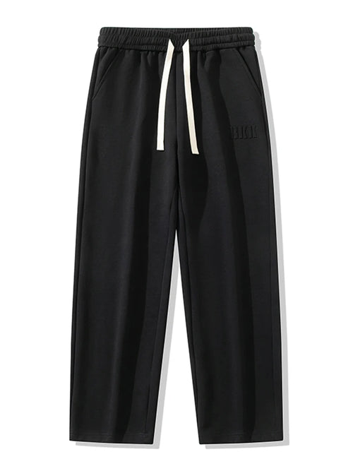 Men's Straight Sweatpants Wide Leg Cotton Track Pants Drawstring