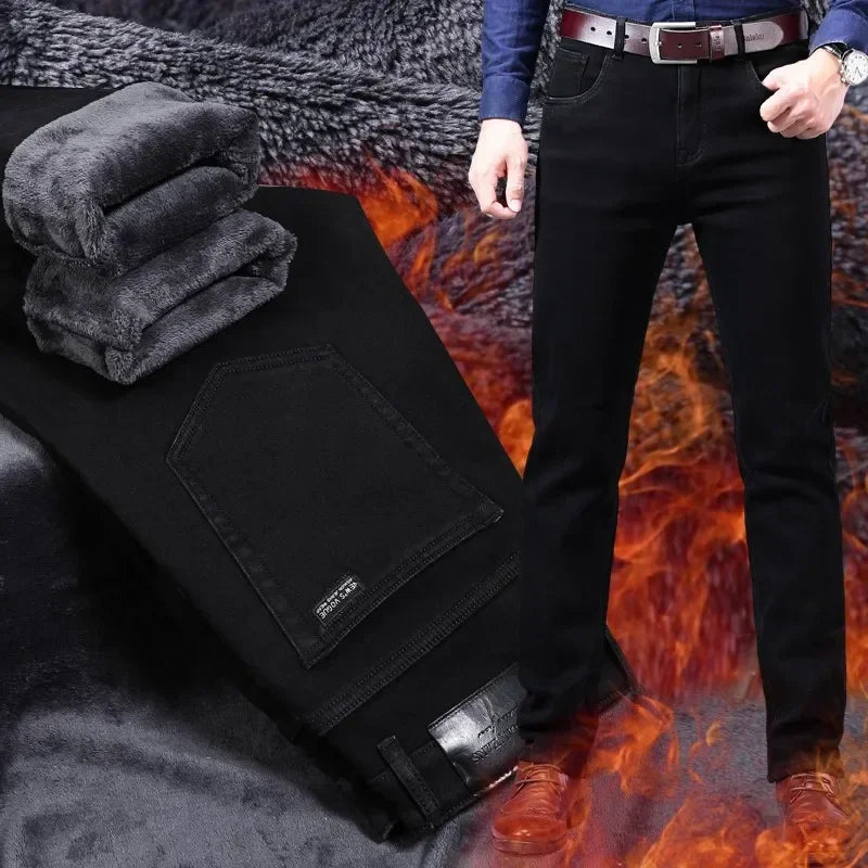 2025 New Business Casual Trousers Grey Fleece Men Clothes Black Blue