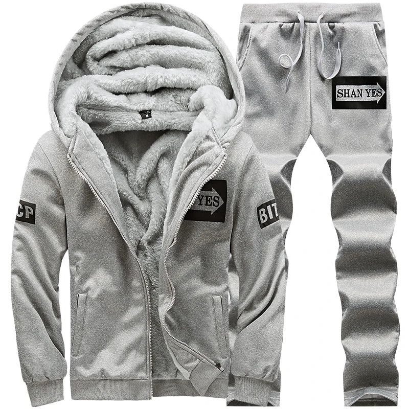 Wolf Czuadlte2024New Winter Men's Sports Set Casual Pants Hooded