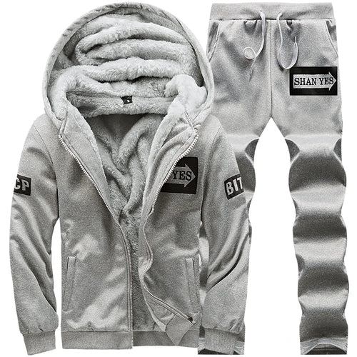 Wolf Czuadlte2024New Winter Men's Sports Set Casual Pants Hooded