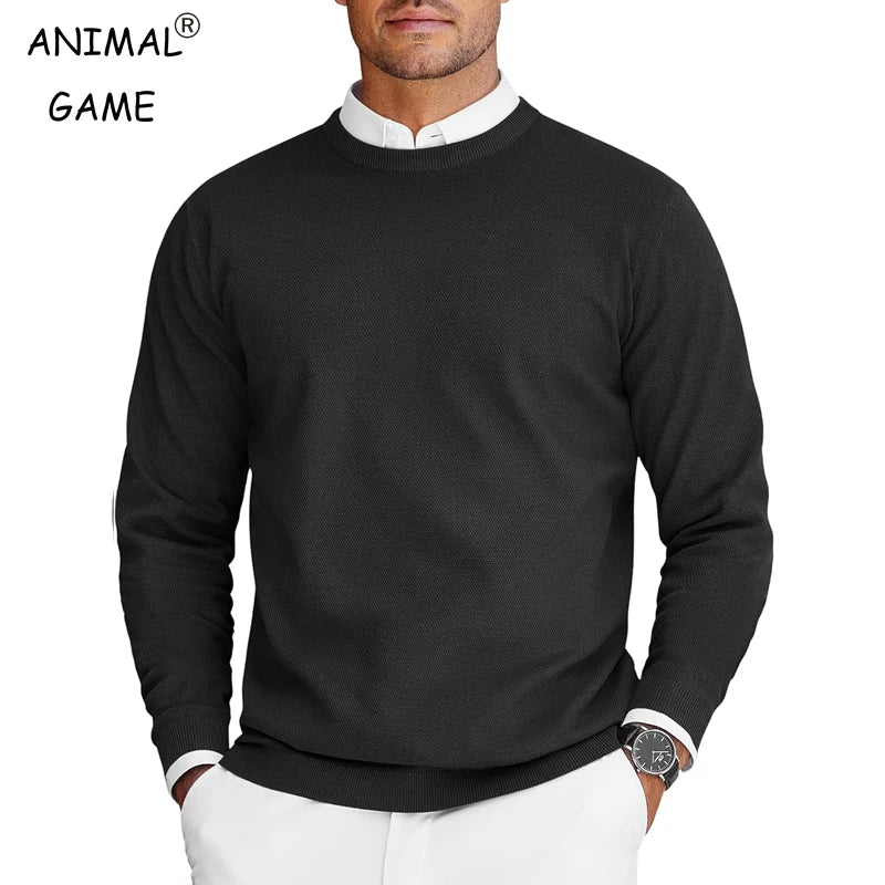 New Mens Crew Neck Sweaters Long Sleeve Lightweight Knit Dress