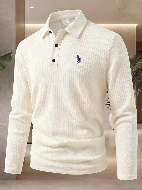 Men's high-end brand exquisite embroidered polo shirt long sleeved