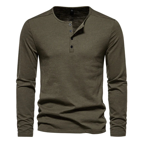Men Long Sleeved T-shirt Cotton Slim Fit Bottoming Shirt Fitness Tops