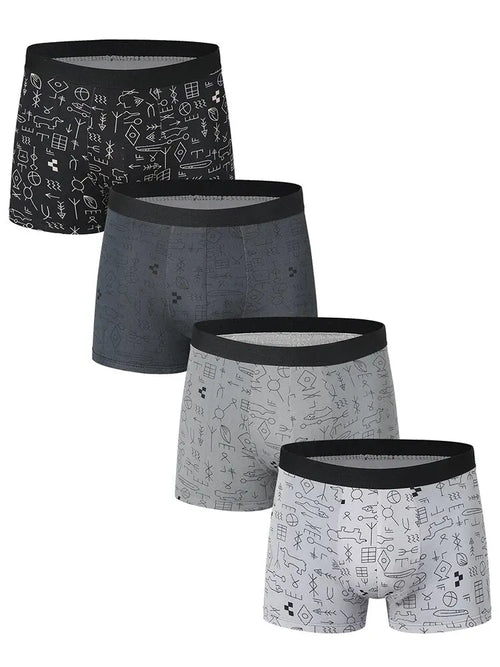 4 Pieces European and American Size MEN'S FASHION Printed Boxer