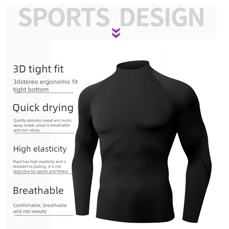 Winter T Shirt For Men Long Sleeve Tshirts Turtleneck Thermal