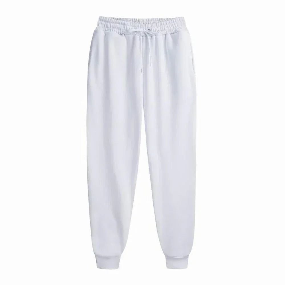 Men's Casual Sweatpants Fleece Sports Pants Unisex Fashion Solid Loose