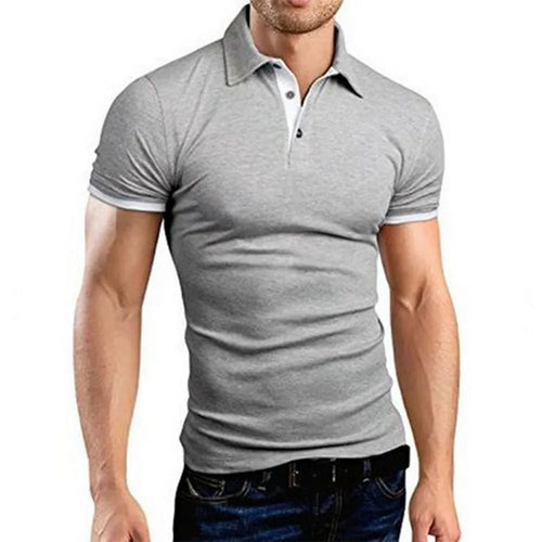 Men's Polo Shirt Short Sleeve Casual Slim Fit Color Blocking T-shirts