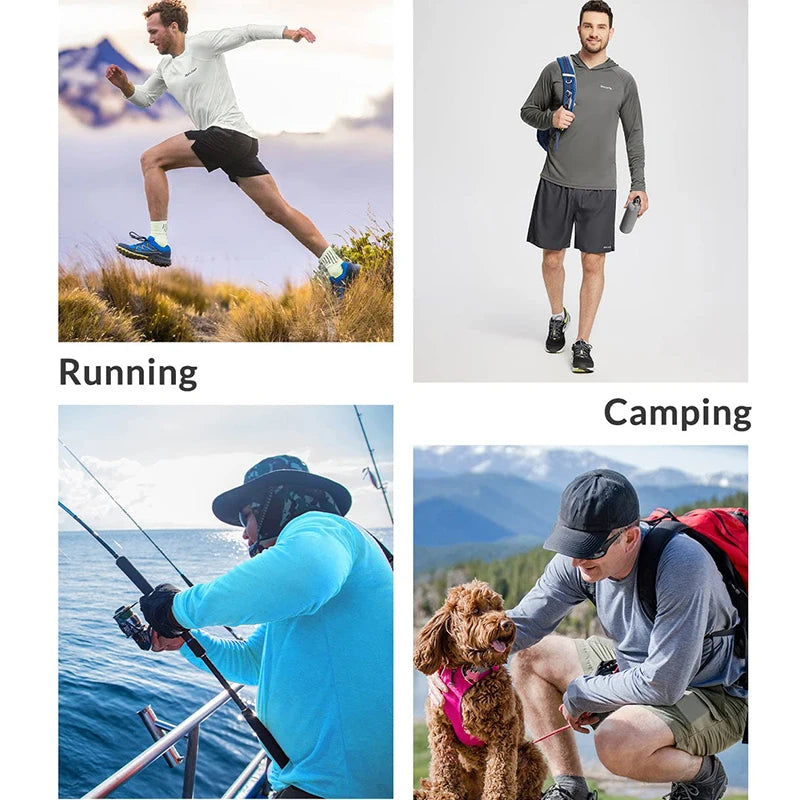 Men's UPF 50+ Sun Protection Hoodie T-Shirts Long Sleeve SPF/UV Quick