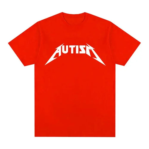 Autism Metal Rock Meme T-shirt Men Women Fashion Hip Hop Short Sleeve