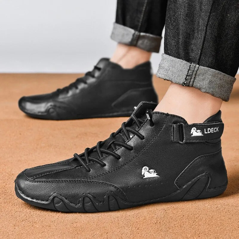 Men Boots Casual Motorcycle Winter Shoes 2023 Waterproof High Top
