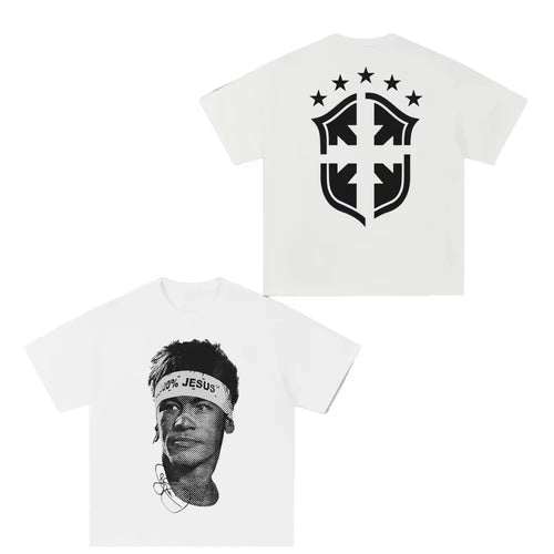 Men T-thirts Cristiano Ronaldo Pure Cotton American-style Streets Both