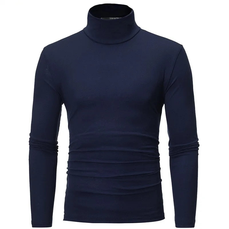 1/2pcs Autumn  Winter Men's High Neck T-shirt Slim Fit Fashion High