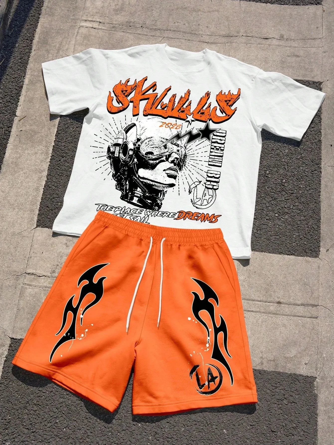 Summer men's fashionable breathable comfortable letter printed round