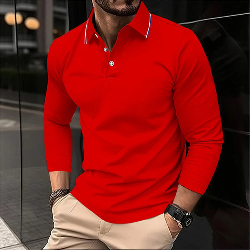 2025 Men's Summer Long Sleeve Lapel Polo Casual Breathable Comfortable