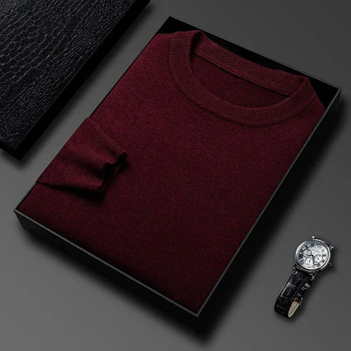 2025 New Men's Casual Sweater Round Neck Long Sleeve Knitted Sweater