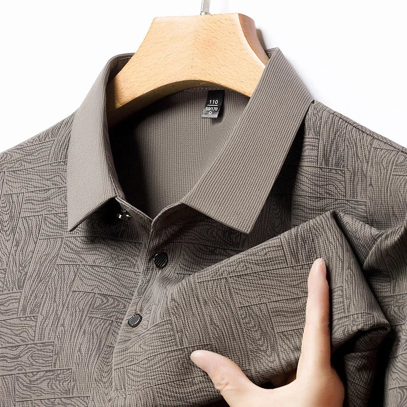 2024 Summer New Men's Business Print Short Sleeved POLO Shirt