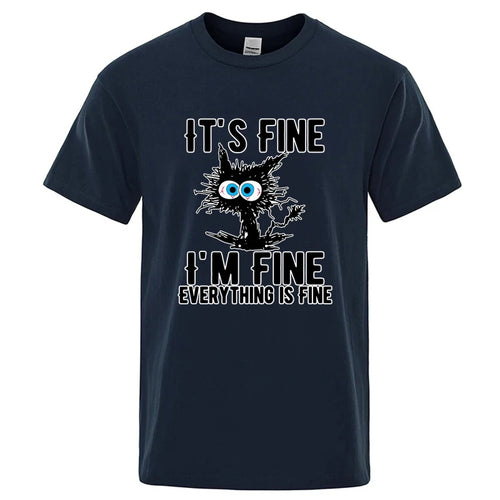 Men's High Quality T-shirt 100% Cotton Funny Cool Cat Printed T-shirt