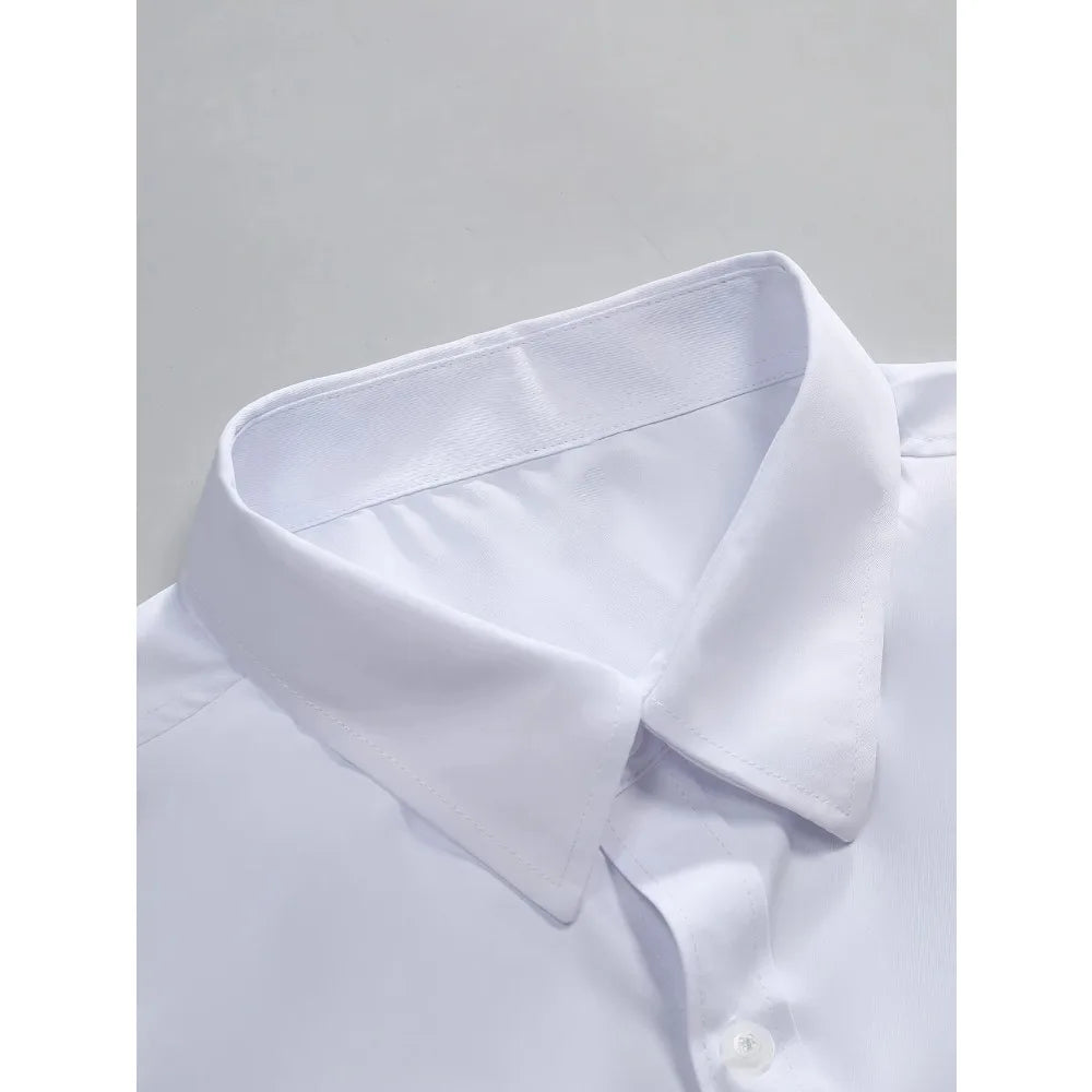 2025 Men's Shirt Brand New Solid Color Long Sleeve Smart Casual Four