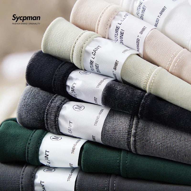 Sycpman 300grams 10.58oz Oversized Loose Heavy Weight Cotton Solid