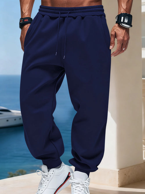Man Autumn Fleece Sportpants Drawstring Casual Long Pants Comfortable