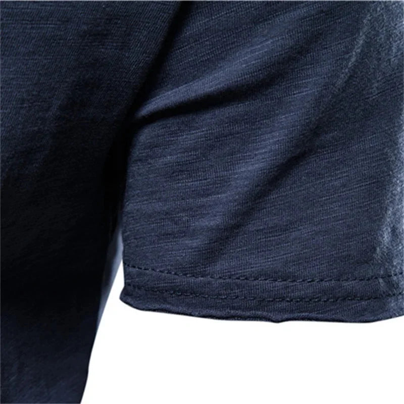 Brand Quality 100% Cotton Men T-shirt V-neck Fashion Design Slim Fit