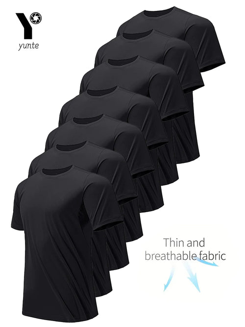 7pcs Black Ultralight Men's Round Neck