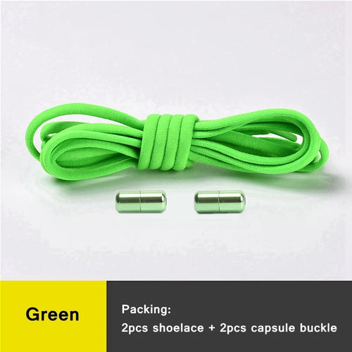 21 Colors No Tie Shoelaces For Sneakers Elastic Shoe Laces Round Metal