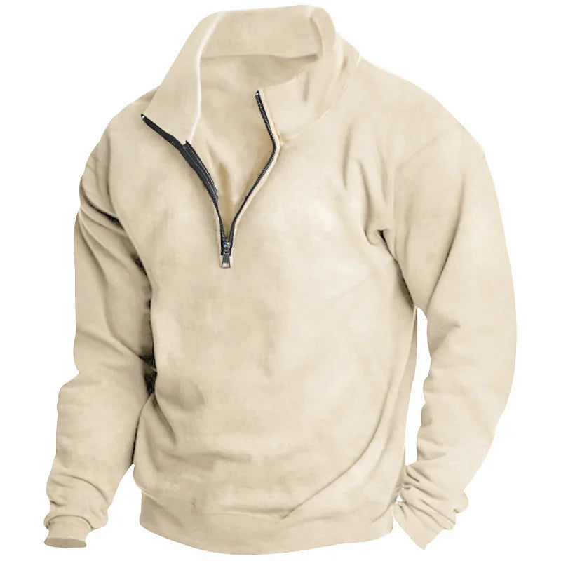Autumn and winter new men's fleece sweatshirt stand-up collar half