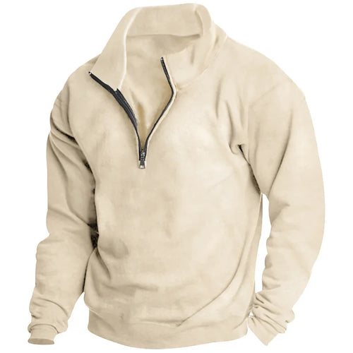 Autumn and winter new men's fleece sweatshirt stand-up collar half