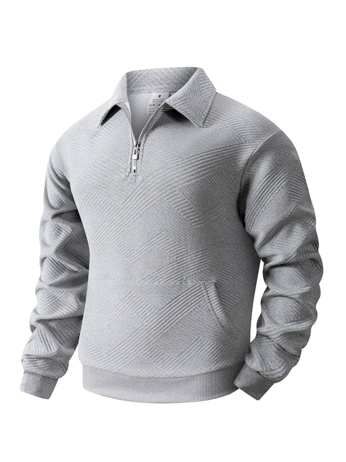 Autumn Men's Casual Sweatshirt Quarter Zip Solid Color Pullover
