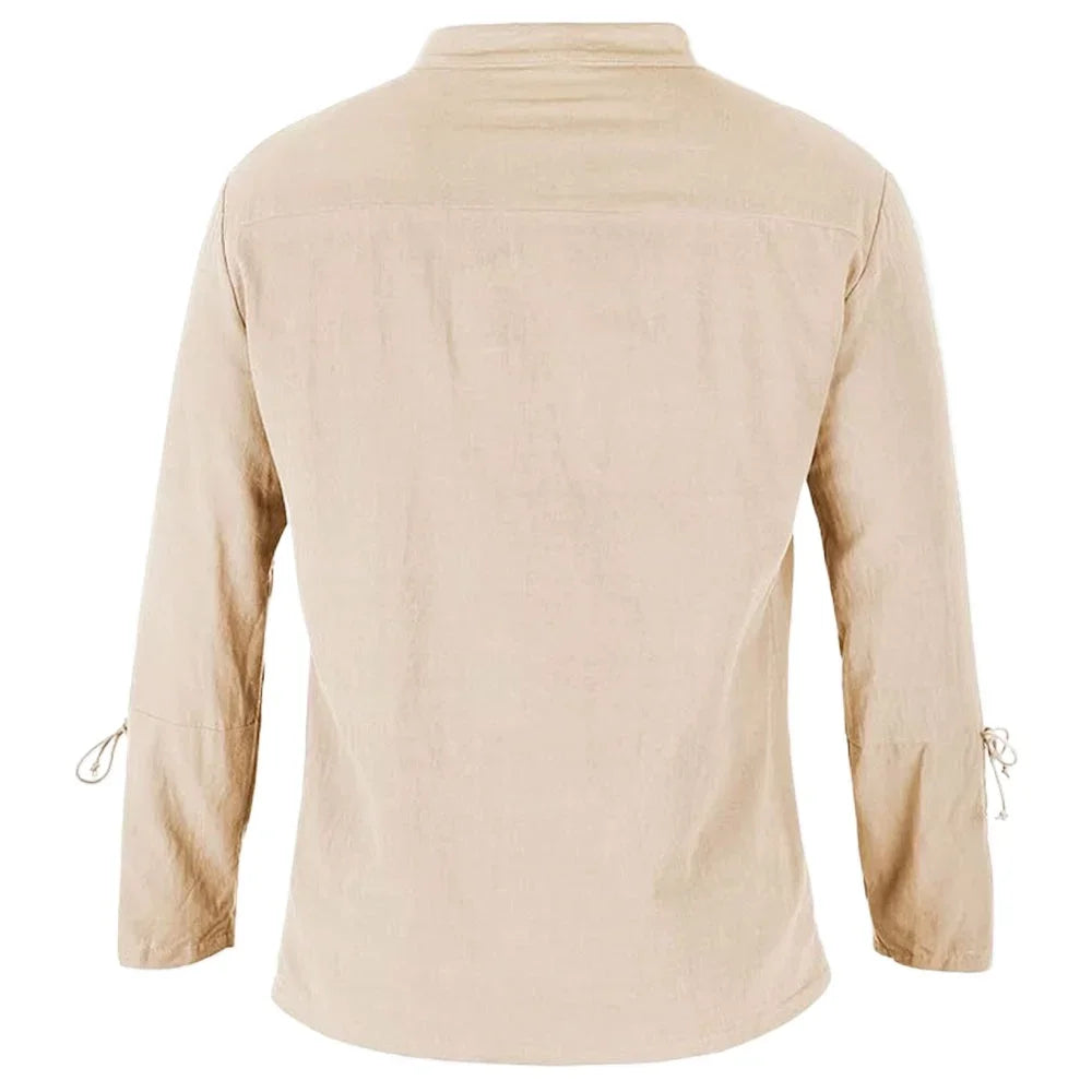 Men's Long Sleeve Shirts Lace Up V-neck Cuff Medieval Pirate Dress Up
