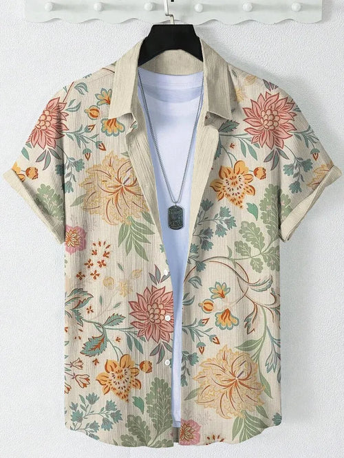 Men's Cat Graphics Shirts Short Sleeved Button Down Lapel Shirt For