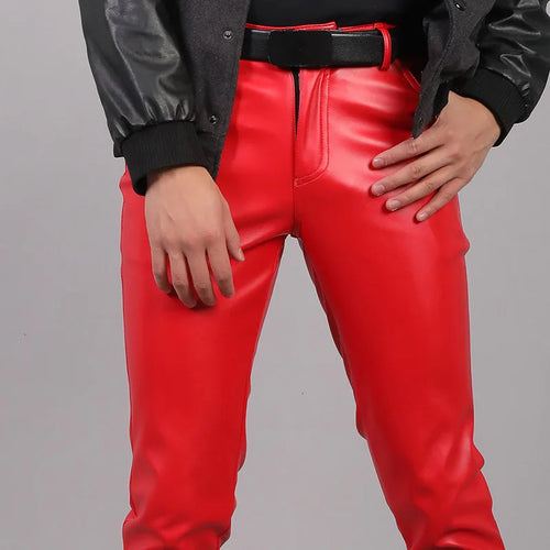 Men's Fashion Rock Style PU Leather Pants Night Club Dance Pants Men's