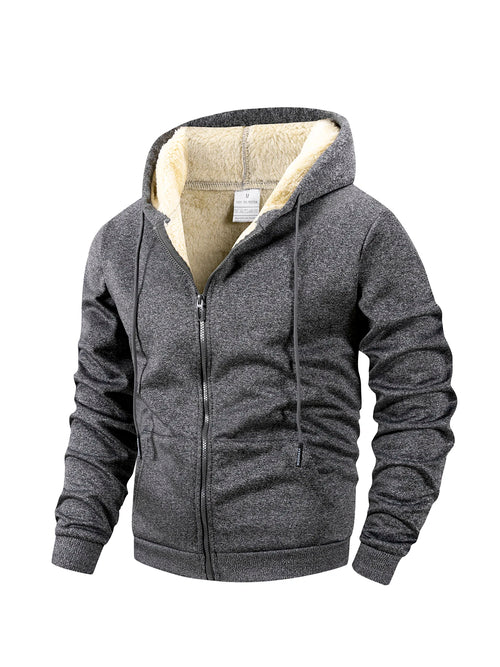 Winter Men's Zipper Jacket Fleece Warm Windproof Hoodies Heavyweight
