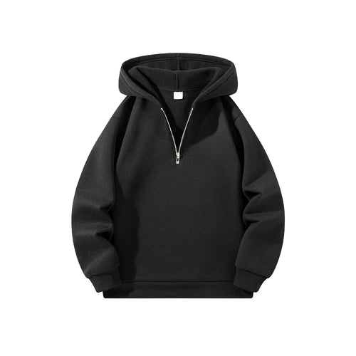 Men's Half Zipper Hooded Hoodies New Solid Color Long Sleeve