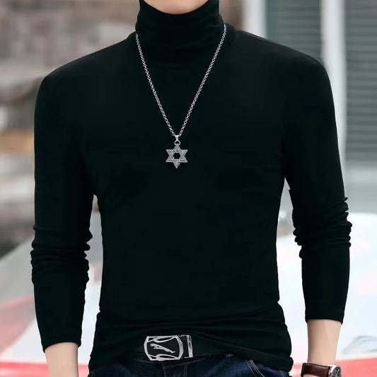 Autumn Winter Mens Turtleneck Sweaters Casual Thermal Long Sleeve Slim