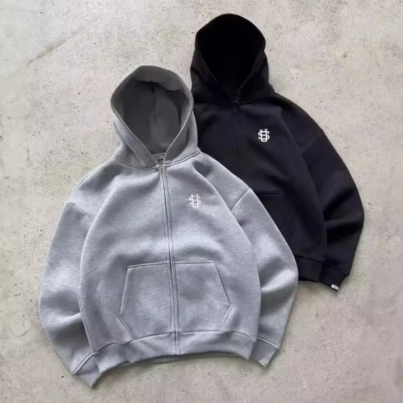 Streetwear Hoodie Sets Mens Y2K Straight Sweatpants Fashion Embroidery