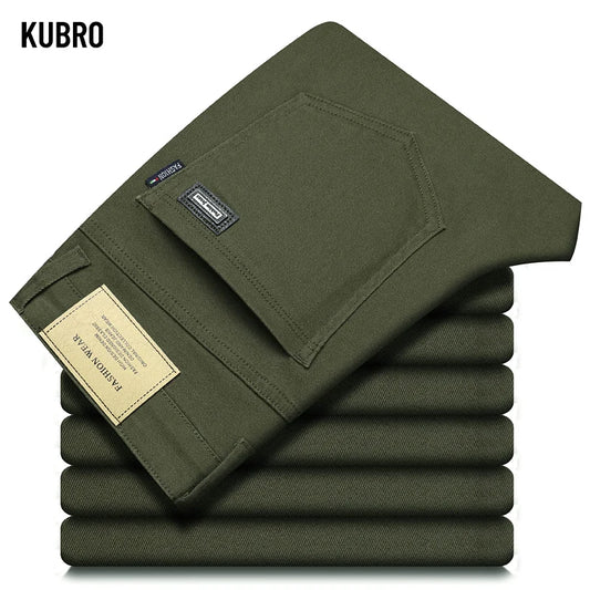 Fashion Loose Straight Business Casual Stretch Denim Pants Male Brand