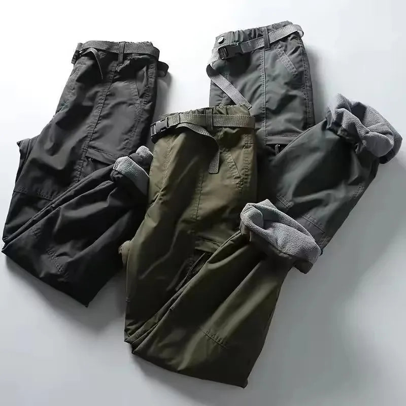 Tooling Pants Thick Waterproof Fleece Cargo Pants Men Women Winter