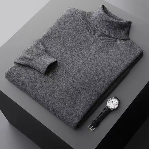 New Men's Turtleneck Pullover Sweater Solid Color Knitted outerwear