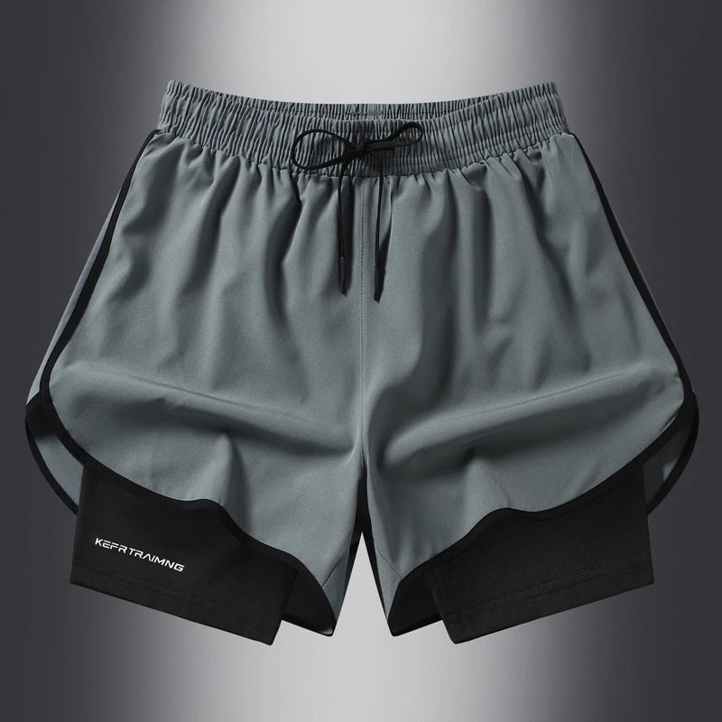 Fake two pieces of summer sports shorts, men's and women's quick